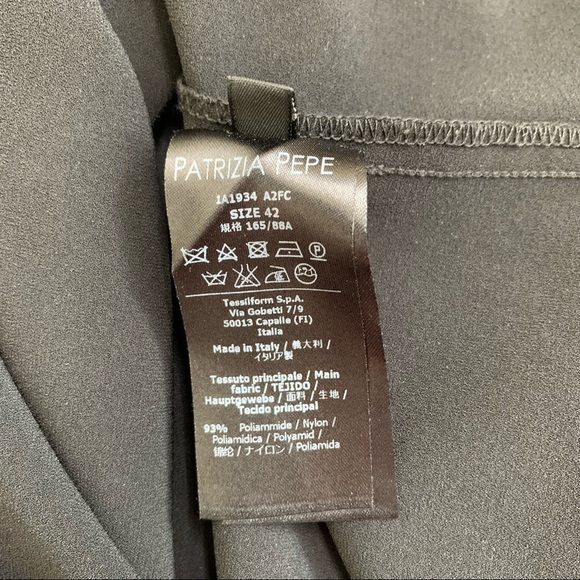 PATRIZIA PEPE SERA Chiffon Dress With Gold Scroll & Back Keyhole Black Sz Medium - Picture 7 of 9